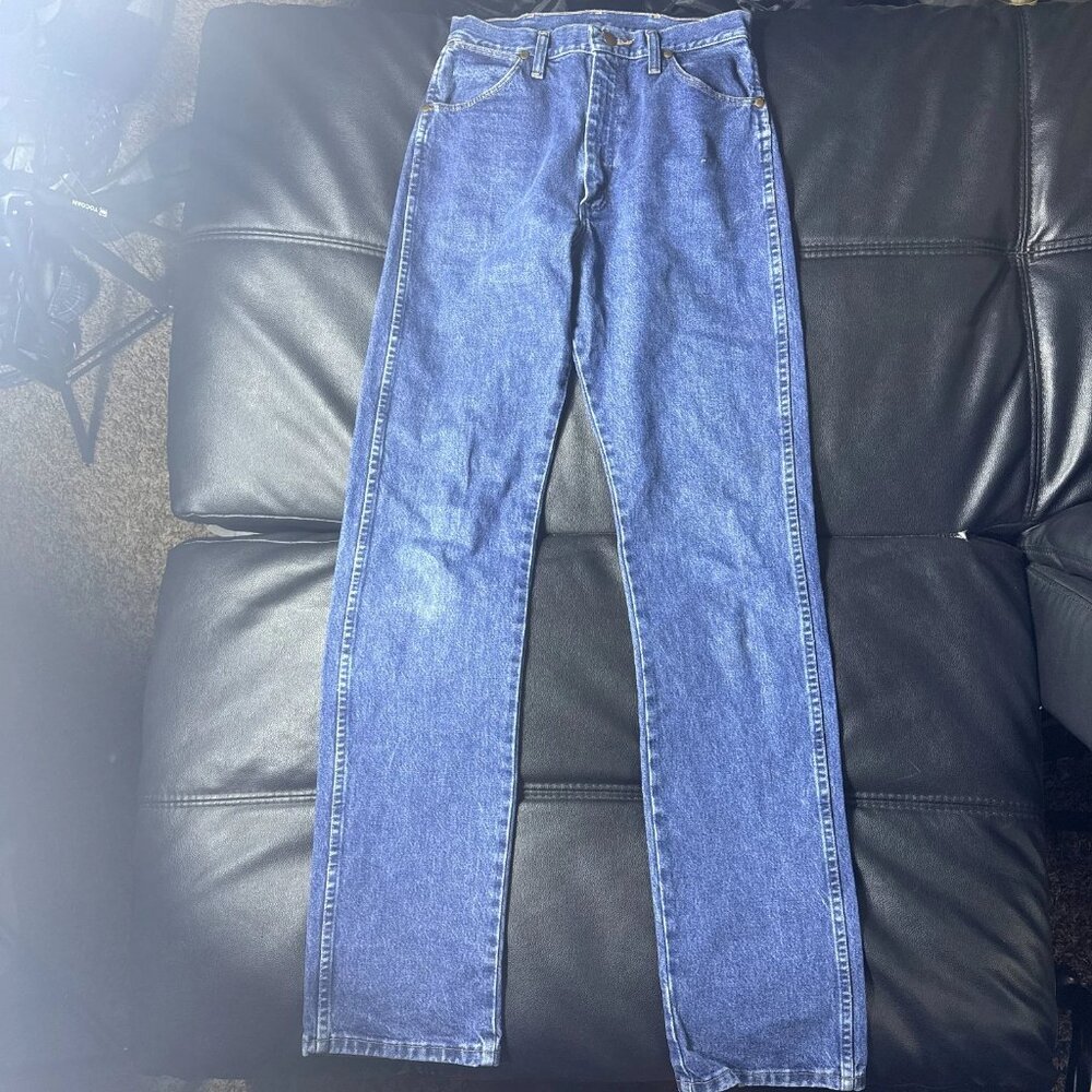 Wrangler Men's Straight Jeans Medium‎ Wash Blue Denim Slash Pocket Classic 9x36